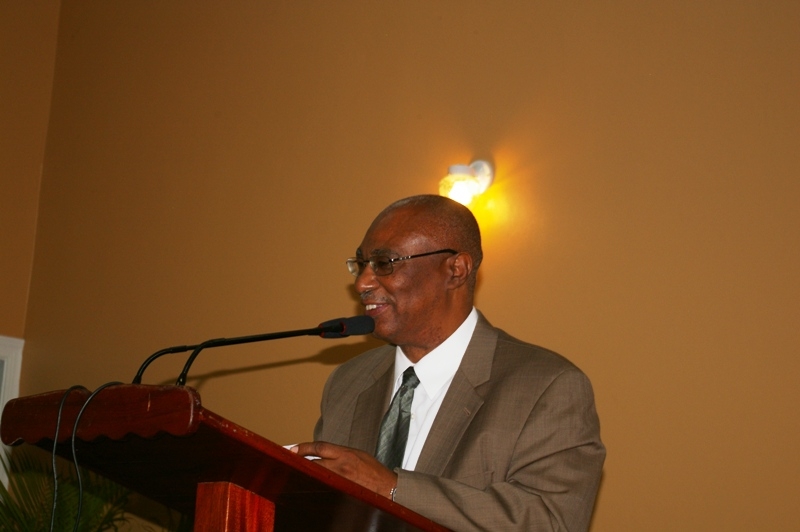 Premier of Nevis, Hon. Joseph Parry making brief remarks at the opening of the Jessups Community Center